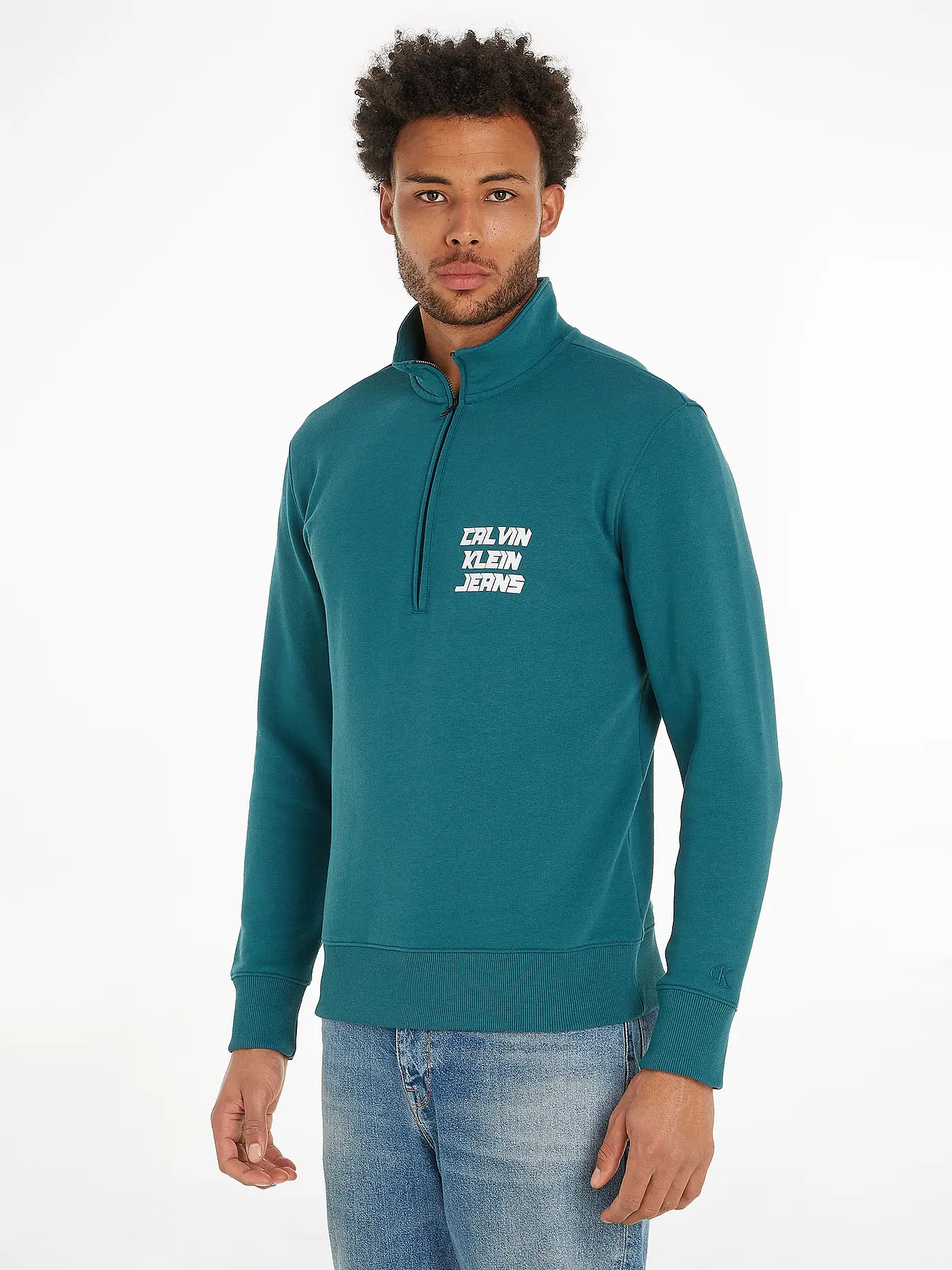 CALVIN KLEIN JEANS | Troyer Sweater | petrol